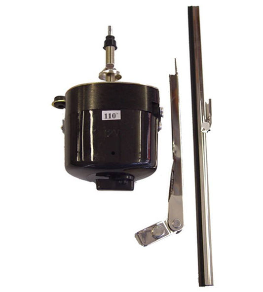 Black Plastic Electric Wiper Motor with 7.5" Stainless Steel Arm and 11" Blade